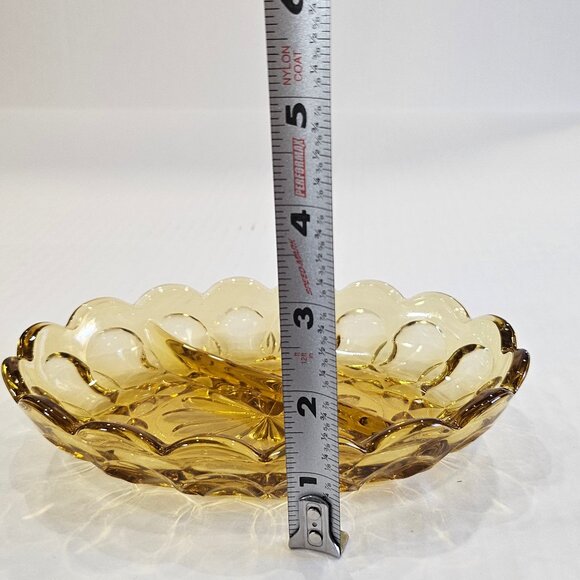 MCM Anchor Hocking Fairfield Amber Glass Oval Divided Relish Dish 7" Long - Picture 10 of 10